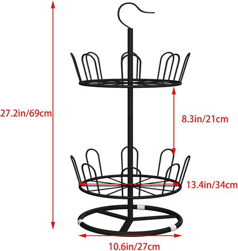 OLDRAINBOW Rack(2 Revolving Round Iron Shoe Tree Rack,Standing Circular Rotating Shoe Rack,Spinning Shoe Organizer