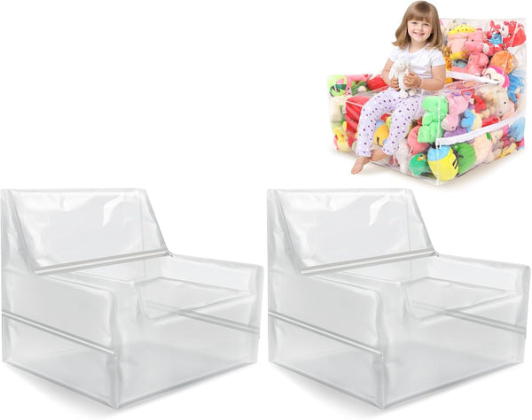 2PCS,25-inch Clear Bean Bag Chair Cover (No Filler) for Stuffed Animal Storage,