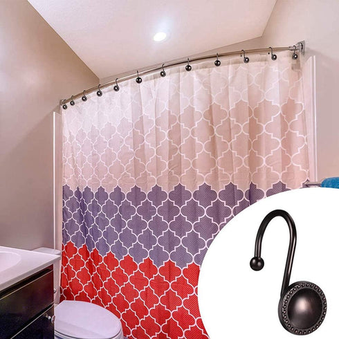 Rustproof Antique Decorative Shower Curtain Hooks, 12pcs Oil Rubbed Bronze Ring Holders for Bathroom Shower Rods