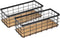 TIEYIPIN Farmhouse Small Metal Wire Storage Basket Bin, Rustic Organizer with Wooden Bottom, Black (2 Pack)