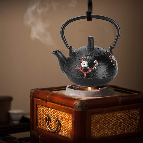 Teapot Stovetop Tea Kettle with Infuser, Uncoated Japanese Cast Iron, Black, 10 oz