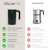 4 1 8.12oz/240ml 99% 100% WILLOW Eco Series Milk Frother, in Milk Steamer, One Button Operation Hot and Cold Foam Maker