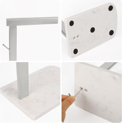 Hand Towel Stand for Bathroom with Marble Base, 304 Stainless Steel L Shape Towel Rack, Free-Standing Bar for Kitchen