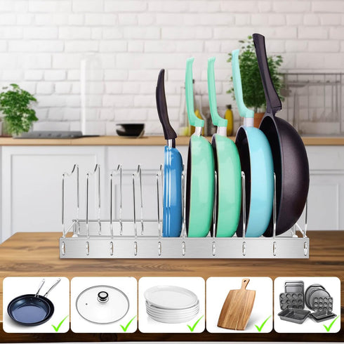 Lid Organizer Pot Lid Organizer Detachable and Adjustable Pots and Pans Organizer for Kitchen Cabinet Storage for Pots and Pans, Cutting Boards, Cooking Utensils (1 pack) by JORETLE