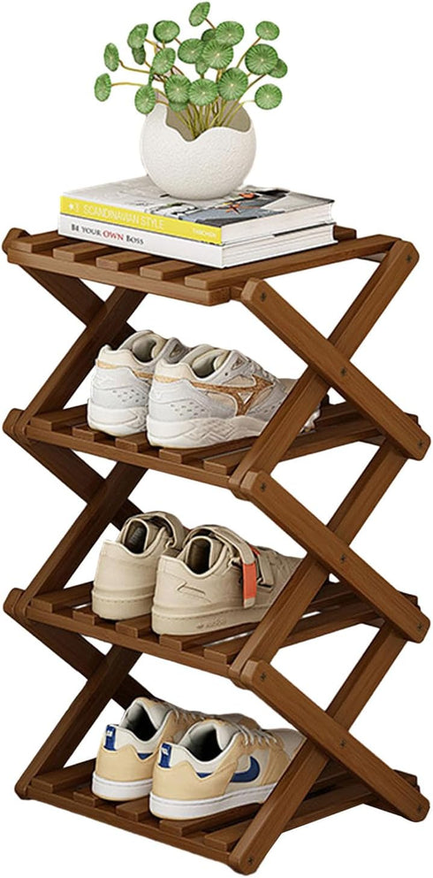 Comeon Shoes Rack for Front Door,Space Saving Wooden Shoes Organizer Entryway Corner