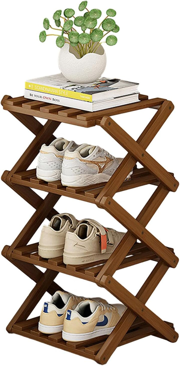 Comeon Shoes Rack for Front Door,Space Saving Wooden Shoes Organizer Entryway Corner
