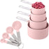 8 Pieces Measuring Cups and Spoons Set, Nesting Cups with Stainless Steel Handle for Dry and Liquid Ingredients (Light