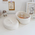 Handmade Cotton Rope Storage Basket with Lid, White Rope Bin for Makeup, Sundries, Snack, Needles - Desktop Storage Box