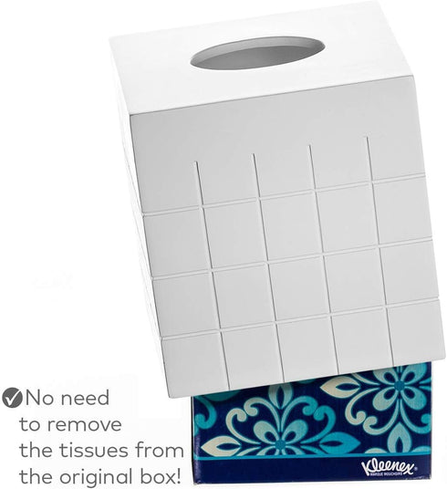 Creative Scents Polar White Tissue Box Cover - Decorative Holder for Bathroom with Wide Opening
