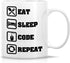 Retreez Funny Mug - 11 Oz Ceramic Coffee Mug for Programmers - Eat Sleep Code Repeat - Sarcastic Birthday Gifts