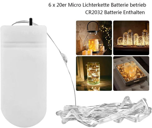 CR2032 Operated,6.6Ft/2Meter 20 12 Pack) BXROIU Fairy Lights Battery LEDs Micro Silver Wire String Lights for Bedroom