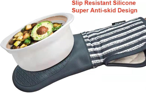 Silicone Oven Mitts Heat Resistant 932?, Set of 2 Extra Long Kitchen Mittens for Baking and Cooking