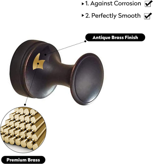 BigBig Home Bronze Towel Hooks, 5 Pack Oil Rubbed Finish Bathroom Wall Hook for Robe and Clothes