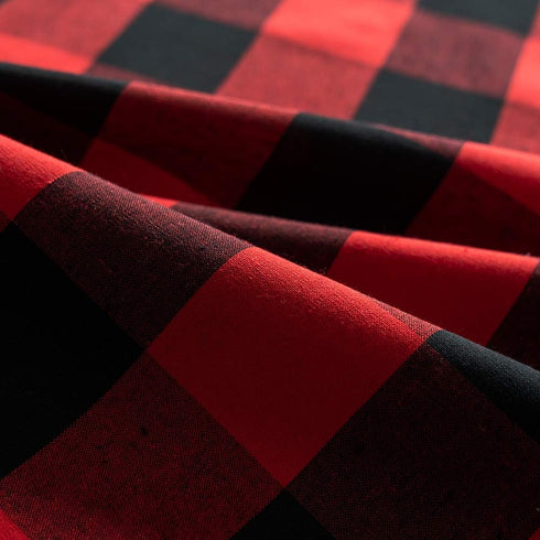 3 Pc Cotton Classic Country Farmhouse Kitchen Window Curtain - Red & Black Buffalo Check Tier & Valance Set, 54" x 18"