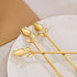 Gold Tulip/Rose Handle Mini Coffee Spoons Set, 12-Pcs Stainless Steel for Espresso, Tea, Dessert - Ideal for Small