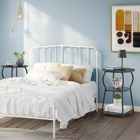 3-Tier Round Side Table for Small Spaces, Wood Bedside Round End Tables for Living Room, Nursery, Corner, Office