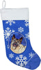 Caroline's Treasures LH9308-CS Norwegian Elkhound Winter Snowflakes Holiday Christmas Stocking - Fireplace Hanging