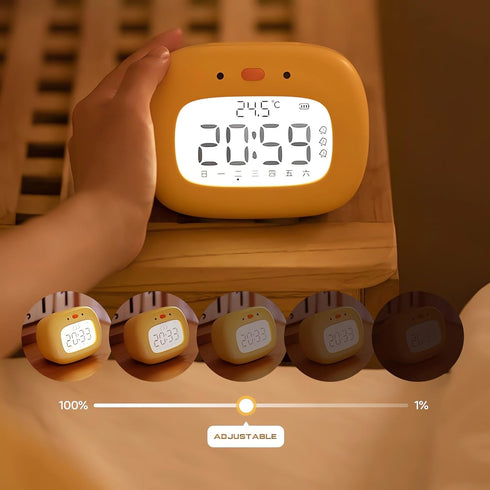 Kids Alarm Clock for Boys and Girls Bedroom, LED Cute Clock with Digital Display, Children's Sleep Trainer, Ok to Wake