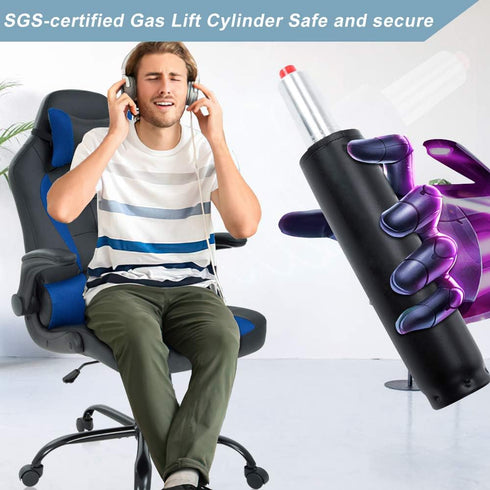 Gaming Chair, High Back Office Chair Ergonomic Desk Chair PC Racing Chair with Headrest Lumbar Support & Flip-up Arms