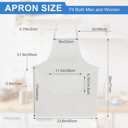 Dwrttow 12 Pack 2 Washable,32 28 Inch Bib Apron,White Aprons Bulk,Unisex Plain Bib Aprons with Pockets,Blank Apron