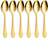 Seeshine Gold Dinner Spoon Set, 7.6-inch Stainless Steel Shiny Gold Table Silverware, Set of 6