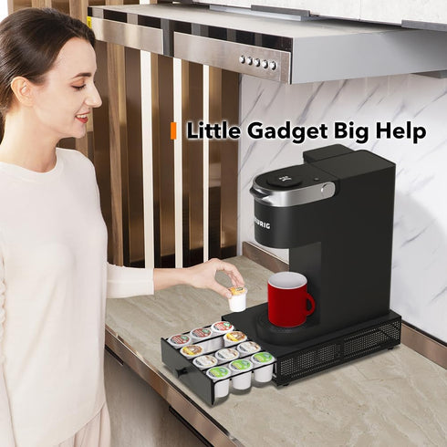 SICHEER K Cup Organization Storage Drawer, Sliding Tray Pull Out Coffee Pod Organizer, Compatible with Keurig