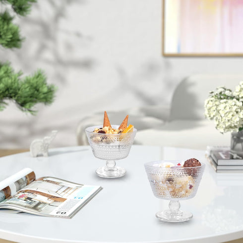 Set 12, 9oz (12PCS) Glass Dessert Bowls & Breakfast Cups - of Ice Cream Sundae Cups, For Oats, Ice Cream, Milk, Sorbet