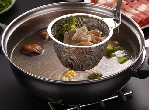 TENTA Kitchen Premium Stainless Steel Mesh Spider Strainer - 18/8 for Spaghetti Dumpling Noodles, 3.8 inch Diameter
