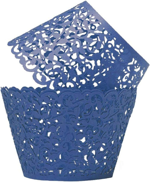 "100pcs Cupcake Wrappers Artistic Bake Cake Paper Cups - Little Vine Lace Laser Cut Liner for Wedding Party Decoration"