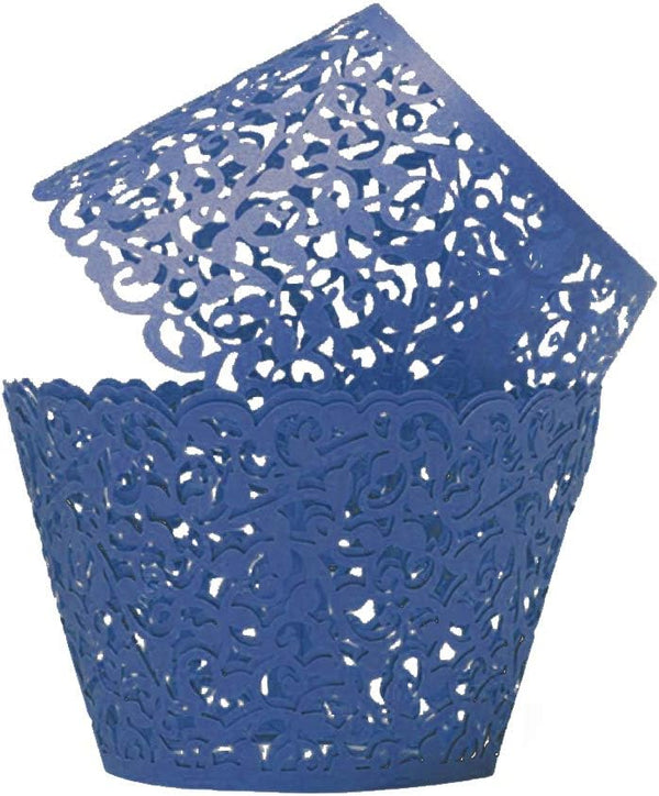 "100pcs Cupcake Wrappers Artistic Bake Cake Paper Cups - Little Vine Lace Laser Cut Liner for Wedding Party Decoration"