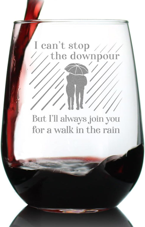 Walk in the Rain - Sympathy Gifts for Comfort and Encouragement - Large 17 Ounce Stemless Wine Glass Gift