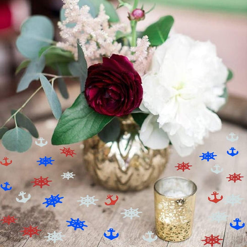 Anchor Rudder Confetti Patriotic Nautical Party Theme, 1.5 Ounce, 1400 Pieces Red White Blue Cut Outs