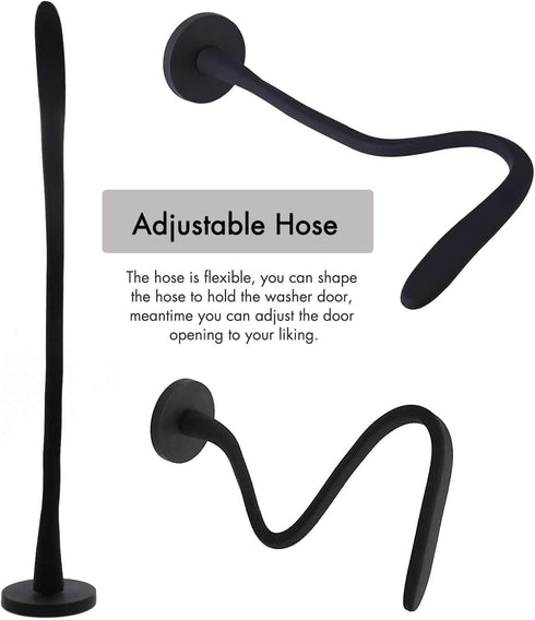 Spedtees Front Load Washer Door Prop, Magnetic Flexible Support to Keep Washer Drying Door Open (Black, Round)