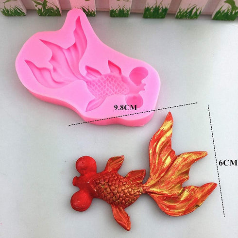 2Pcs/Set Koi Fish & Goldfish Fondant Mold, Carp Silicone Molds for Chocolate Candy Cake Decoration