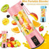 E&M's Portable Blender & Juicer Combo, USB Rechargeable, Pink, Medium