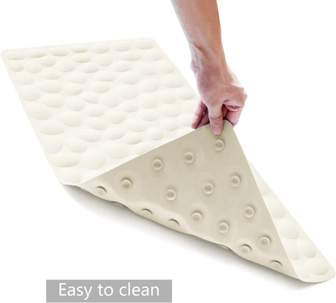 OTHWAY Non-Slip Soft Rubber Bathtub Mat with Strong Suction Cups, Beige
