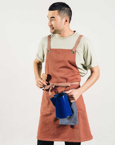 Caldo Crossback Kitchen Apron for Cooking - Mens and Womens Professional Chef or Server Bib Apron - Adjustable