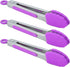 Small Kitchen Tongs - 7 Inch Mini Silicone Appetizers Tongs, Set of 3 (Purple)
