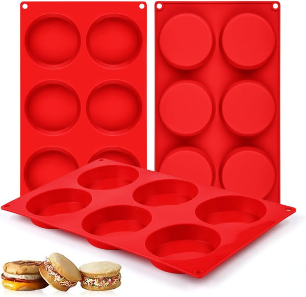 Muffin Top Pan, Silicone Egg Molds for Breakfast Sandwiches, 3" Round Silicone Egg Pan for Baking Tarts and Corn Bread