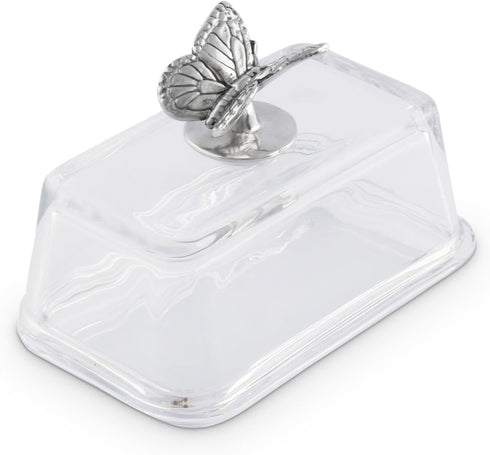 2-Piece Arthur Court Glass Butter Dish with Lid Butterfly Knob | Classic Design Covered Butter Keeper | Covers
