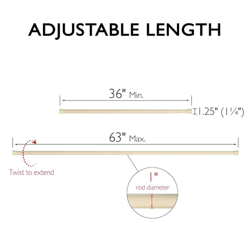 Design House 564179 Classic Adjustable Shower Rod for Bathroom 36 to 63-inch in Bone