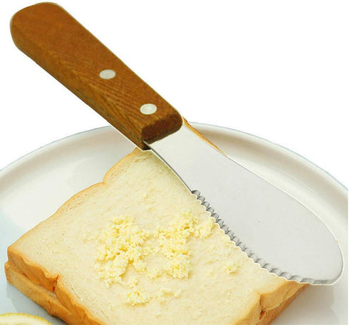 RTXANFYZ (4 Pack) Stainless Steel Butter Spreader Butter Knife Spreader with Wood Handle for Butter, Cheese, Cream
