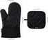 Set of 4 Black Oven Mitts and Pot Holders, 482 F Heat Resistant Non-Slip Gloves for BBQ, Grill, Baking, Cooking, Oven,