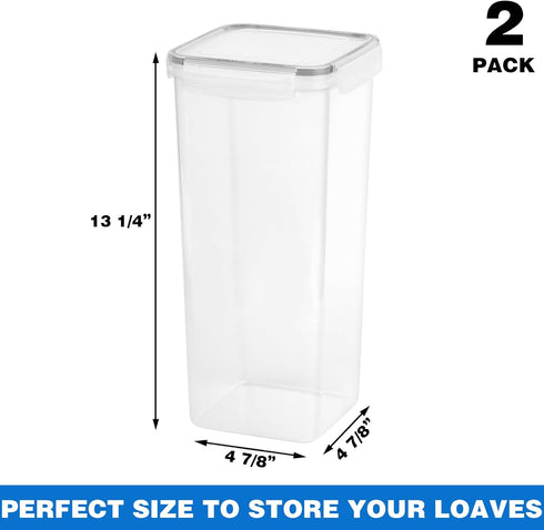 Tiawudi 2 Pack Counter, 5.6 5.3L Bread Box, Plastic Bread Container, Bread Storage for Kitchen Bread Keeper