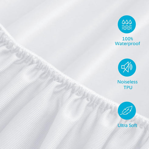 Twin Mattress Protector Waterproof 2 Pack, Soft Noiseless Coverage Fitted Sheet Twin with Deep Pocket up to 14", Easy