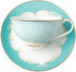 Cup & Saucer Set Bone China Porcelain Tea Coffee Cup for Breakfast Afternoon Tea - Blue Stripe Pattern (1)