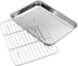 Baking Sheet with Rack Set, Stainless Steel Cookie Sheet and Cooling Rack, 9.5" X 7" X 1"