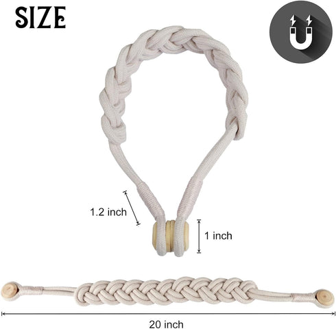 BEL AVENIR Curtain Tiebacks - Magnetic Woven Curtain Holdback Drapery Tie-back, Blush, 2 Pack