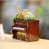 Wooden Pots, Mini Flowerpot, Retro Resin Succulent Planter Bonsai Pot Desk Holder Mini Ornament (Piano Black)