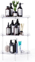 3 Bakzon Corner Shower Caddy, Tier Acrylic Shower Organizer Corner for Inside Shower, Rustproof Floor Standing Shower